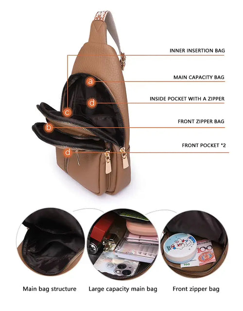 Load image into Gallery viewer, UrbanChic Crossbody – Waterproof PU Leather Chest &amp; Shoulder Bag for Women on the Go
