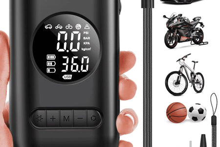 Tire Inflator Portable Air Compressor, 150PSI Cordless Air Pump for Car Tires with Digital Pressure Gauge, Rechargeable Tire Pump with LED Light for Car Bike Motorcycles Balls