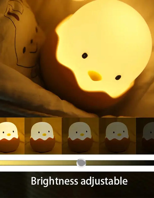 Load image into Gallery viewer, Eggshell Chicken Night Light Cartoon LED Light Bedroom Children Touch Adjustable Light Rechargeable Warm Light Atmosphere Light
