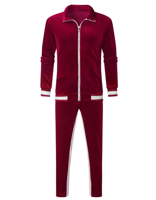 Load image into Gallery viewer, Conjunto Deportivo De Terciopelo Para Hombre, Conjunto Deportivo De Terciopelo Para Hombre 2023 2 Piezas Chaqueta De Invierno Cálida Con Zíper Completa Pantalones Deportivos Ropa Deportiva Conjunto Deportivo
