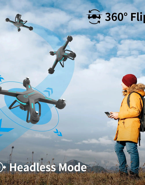Load image into Gallery viewer, JY03 Drone with 1080P HD Camera for Adults and Kids, FPV RC Quadcopter with LED Lights and Optical Flow Sensor, 2 Batteries, Black
