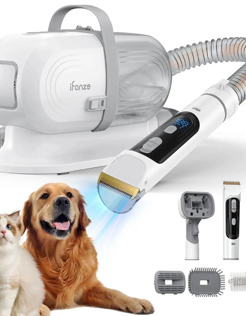 Load image into Gallery viewer, 14Kpa Dog Grooming Kit &amp; Vacuum, 2.5L Pet Hair Vacuum Suction 99% Pet Hair,3 Modes Suction Dog Grooming Clipper Kit,5 Pet Groomer Tools,Low Noise Pet Shedding Vacuum for Dogs Cats,White
