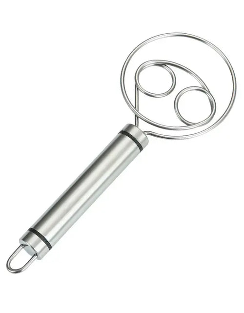 Load image into Gallery viewer, Danish Dough Whisk Dutch Style Stainless Steel Bread Dough Hand Mixer Binocular Coil Head Comfort Handle for Biscuits Bread Cake
