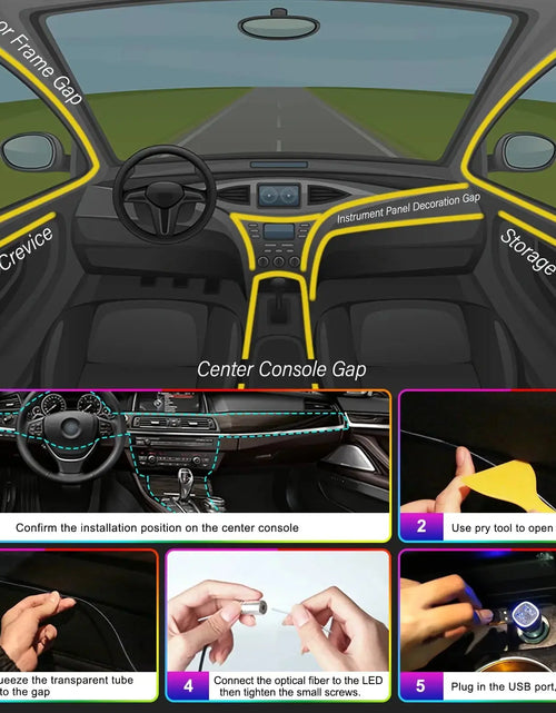 Load image into Gallery viewer, LED Car Interior Ambient Strip Lights RGB Fiber Optic Atmosphere Neon Lighting Kit W/ APP Remote Control Auto Decorative Lamps
