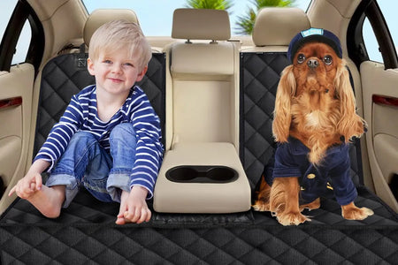 Dog Car Seat Cover, Back Seat Cover for Dogs Pet Car Seat Protector Waterproof Bench Car Seat Cover, Non-Slip Reat Seat Cover Fits Middle Armrest for Most Cars Trucks Suvs - Black