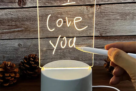 Transparent Luminous LED Night Lights USB Luminous Acrylic Night Light Erasable Write Message Board Calendar Desktop Ornaments