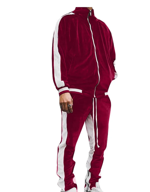 Load image into Gallery viewer, Conjunto Deportivo De Terciopelo Para Hombre, Conjunto Deportivo De Terciopelo Para Hombre 2023 2 Piezas Chaqueta De Invierno Cálida Con Zíper Completa Pantalones Deportivos Ropa Deportiva Conjunto Deportivo
