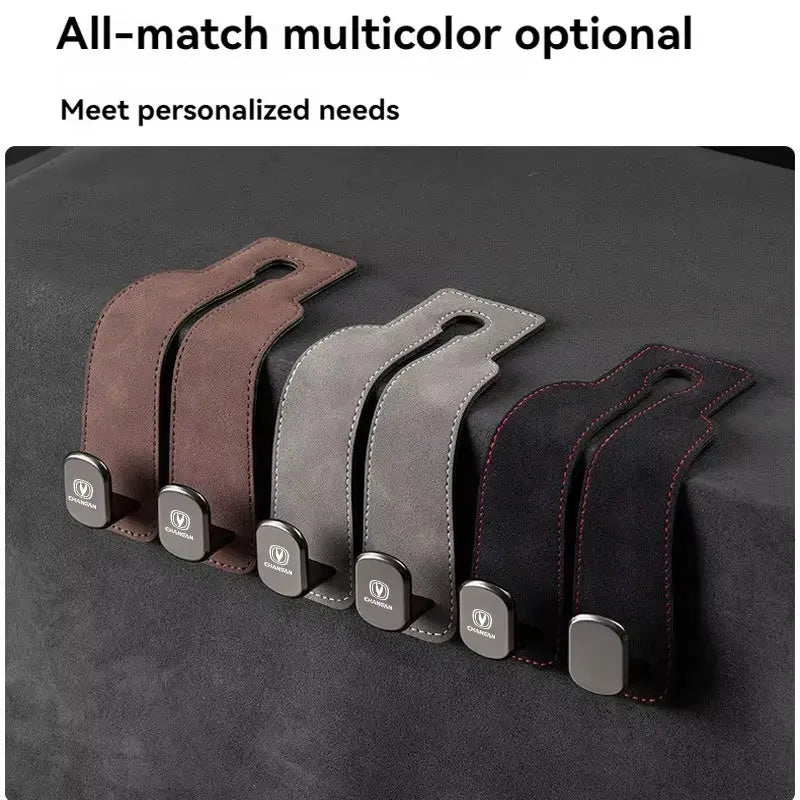 Luxury Suede Double Hook Organizer – Premium Rear Seat Backrest Hook for Changan CS Series & Eado