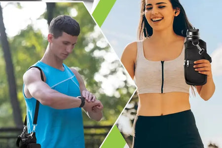 Magnetic Water Bottle Holder Gym Water Bottle Carrier Bag W/ Phone Pocket Handle Shoulder Strap 6 Built-In Magnets Water Bottle