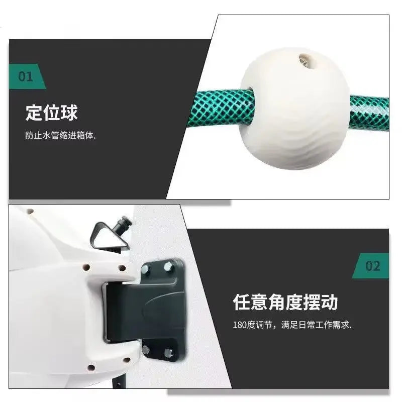 10/20M Automatic Rewind Hose Reel with 7 Pattern Hose Nozzle Water Hose Reel Slow Return System for Car Garden