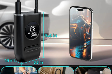 Tire Inflator Portable Air Compressor, 150PSI Cordless Air Pump for Car Tires with Digital Pressure Gauge, Rechargeable Tire Pump with LED Light for Car Bike Motorcycles Balls