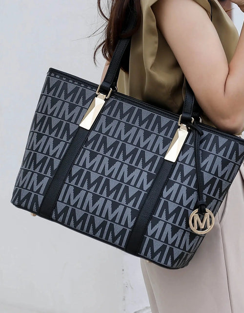 Load image into Gallery viewer, by Mia K. Marimar Women'S Tote Bag with Pouch and Wristlet, Signature 4 Piece Set - Navy Blue
