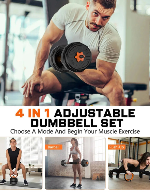 Load image into Gallery viewer, 66Lb 4-In-1 Adjustable Dumbbells Set Free Weight Set with Connector Used as Barbell, Kettlebells, Push up Stand, Fitness Exercises for Home Gym Suitable Men/Women

