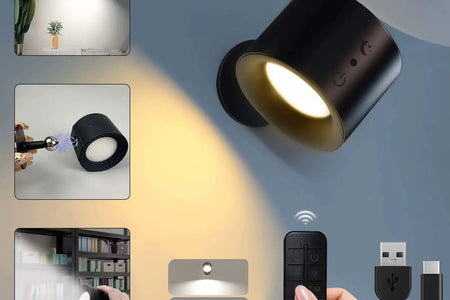 GlowFlex Touch Wall Lamp – Dual Head LED Light with Remote, 360° Rotation & USB Rechargeable Design