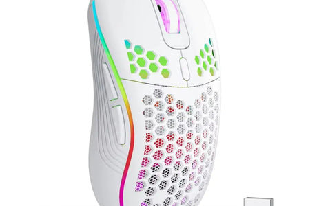 2.4G Wireless Mouse with RGB Backlit 6-Button 3-Speed DPI Type C Rechargeable Ergonomic Honeycomb Design Gaming Mouse