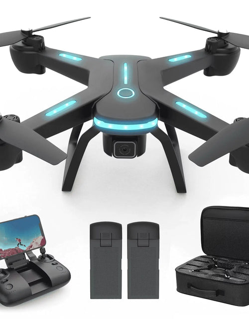 Load image into Gallery viewer, JY03 Drone with 1080P HD Camera for Adults and Kids, FPV RC Quadcopter with LED Lights and Optical Flow Sensor, 2 Batteries, Black
