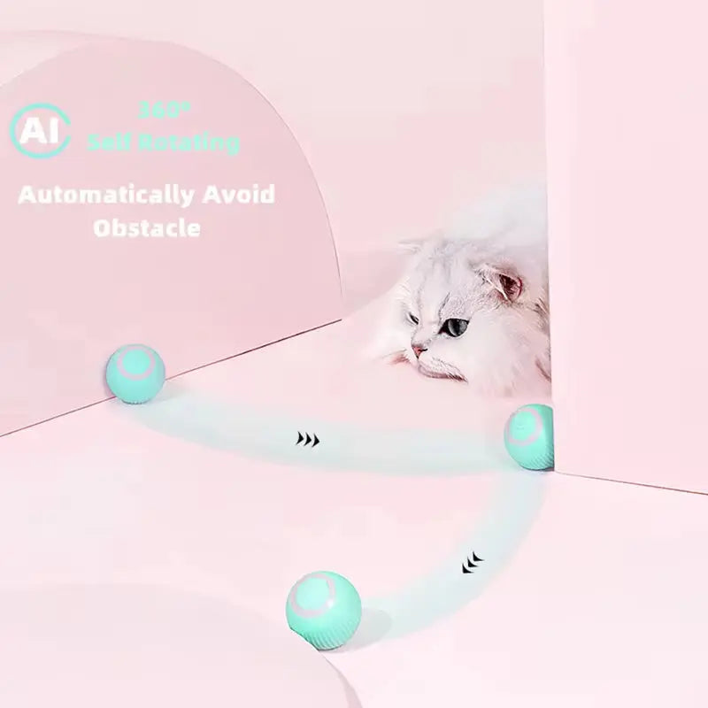 Electric Cat Ball Toys Automatic Rolling Smart Cat Toys Interactive for Cats Training Self-Moving Kitten Toys for Indoor Playing