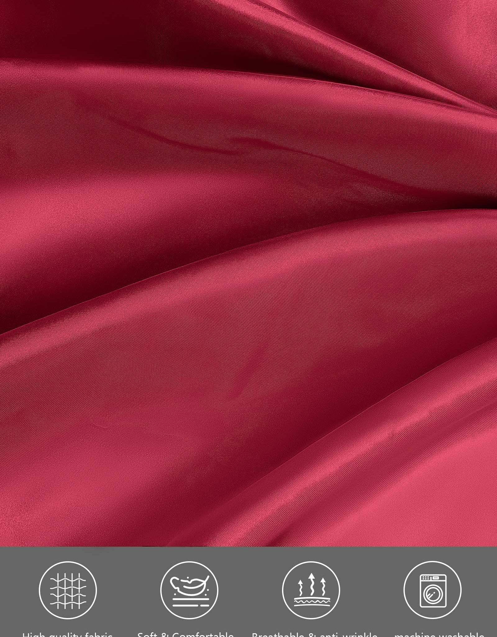 Sexy Lingerie,  Silk Satin Pajamas for Women, Womens Summer Pajamas Pjs Sets of 4 Pcs with Floral Lace Top Shorts and Robe, Gift for Women, Burgundy, XXL