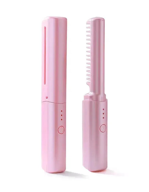 Load image into Gallery viewer, GlamWave Pro – Portable Wireless Heated Hair Straightener &amp; Curler Brush
